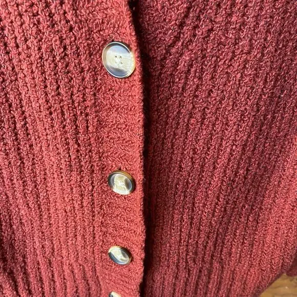 AEO Rust Orange Red Knit Cozy Cardigan Sweater Womens Size Large New - Picture 5 of 9